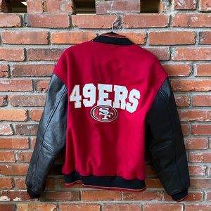 Vintage San Francisco 49ers Wool Leather Bomber Jacket Size Medium
